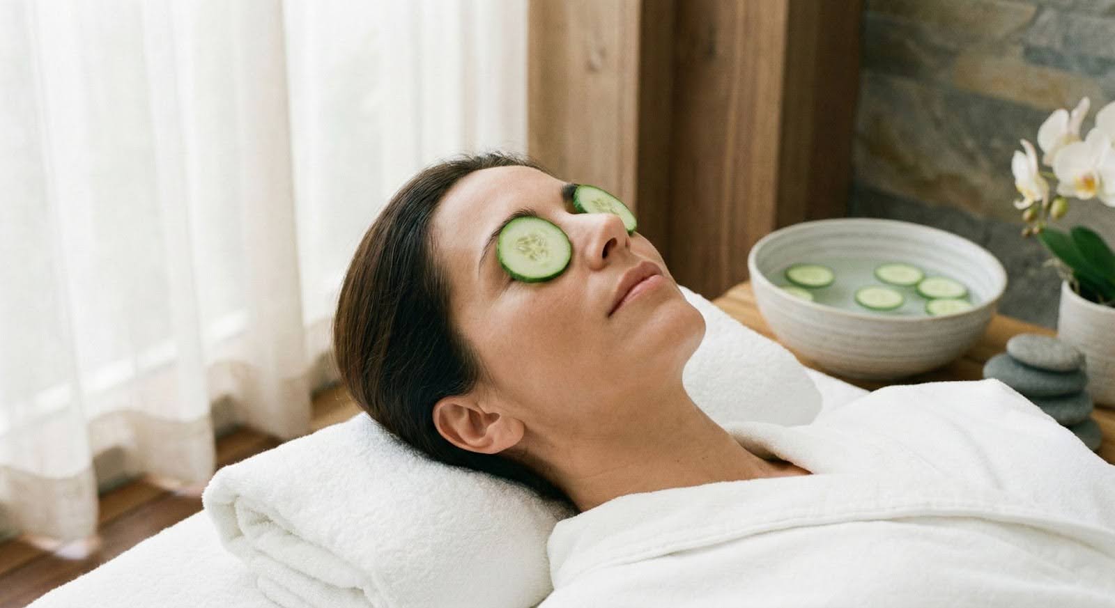 Mujer alivia las bolsas de sus ojos con remedios caseros