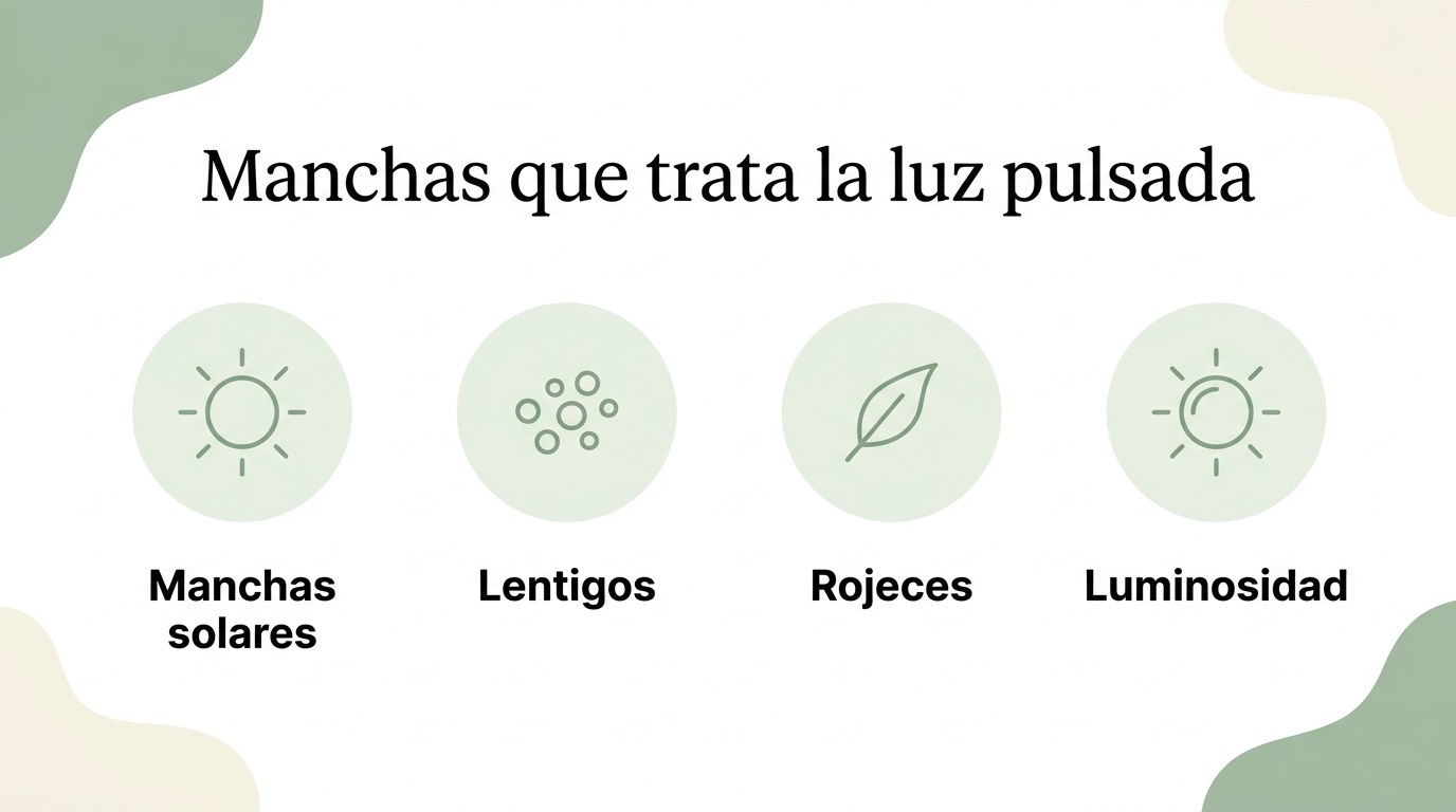 Manchas que trata la luz pulsada IPL: manchas solares, léntigos, rojeces y luminosidad