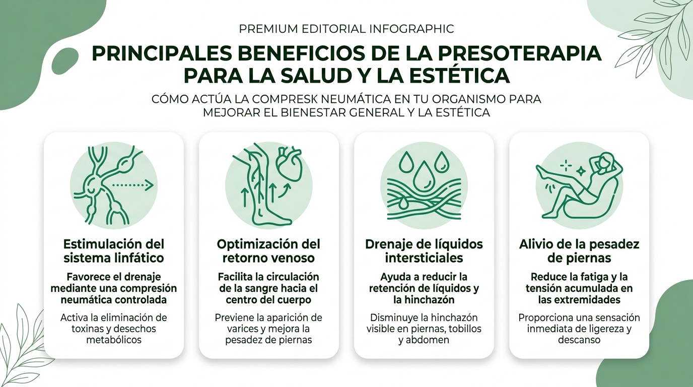 Infografía sobre ¿Qué es y para qué sirve la presoterapia?