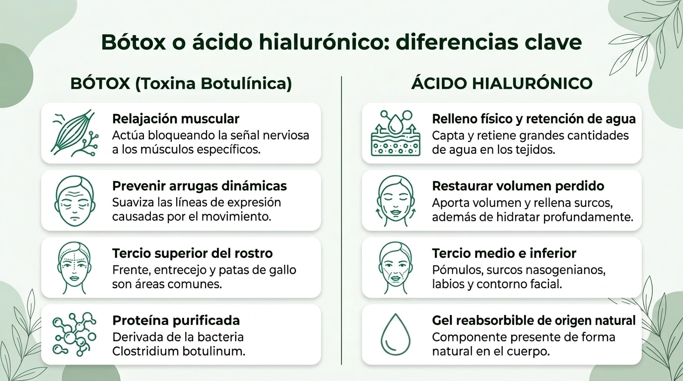 Infografía sobre ¿Qué es el bótox (toxina botulínica) y cómo actúa en el rostro?