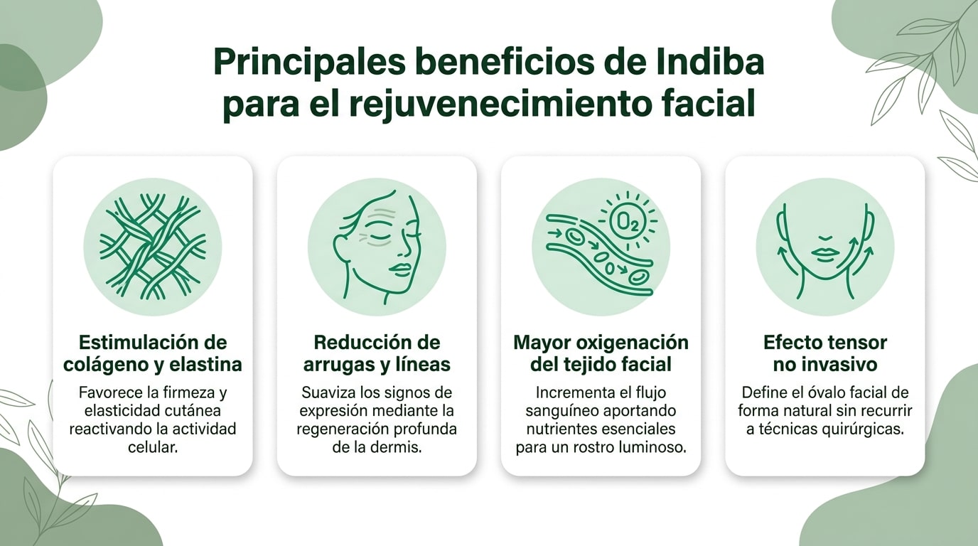 Infografía sobre ¿Qué es la radiofrecuencia Indiba facial y cómo funciona?