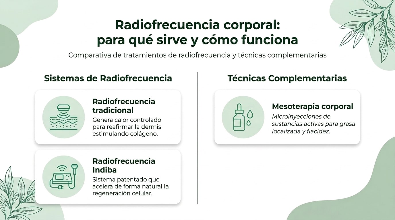 Infografía sobre ¿Qué es la radiofrecuencia corporal y cómo actúa en la piel?