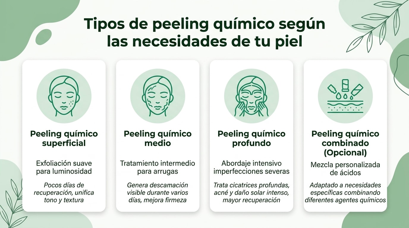 Infografía sobre los tipos de peeling químico según las necesidades de tu piel